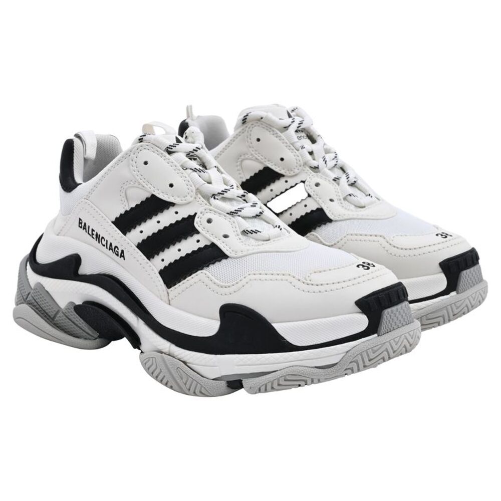 Balenciaga x Adidas Triple S Sneakers in White Polyester - Picture 4 of 11